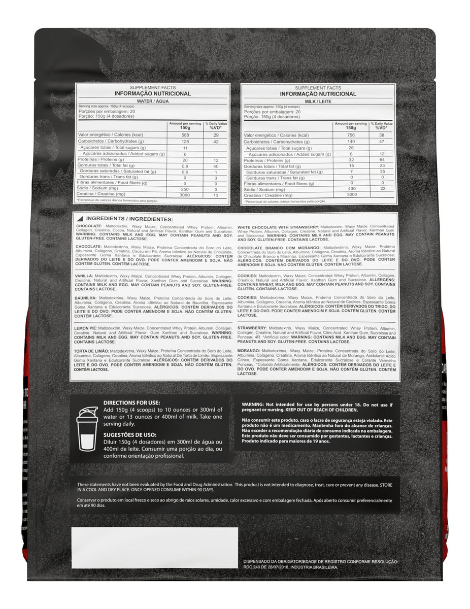 Dark Mass 3kg Dark Lab Sabor Morango