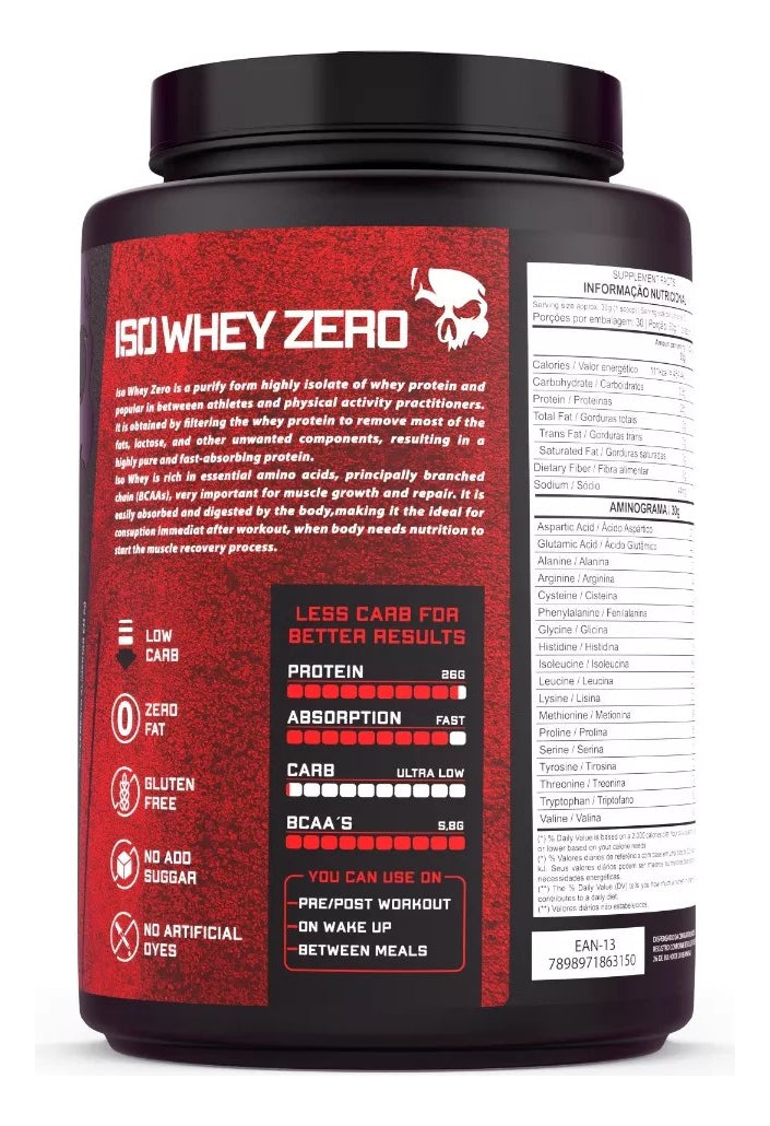 Whey Isolado Zero 900g Dark Lab - Whey Protein Zero Carb Sabor Chocolate (LOW CARB)