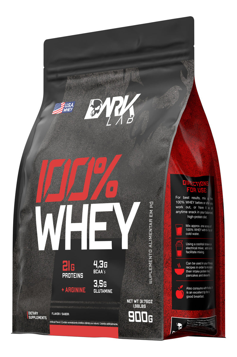 100% Whey Protein Proteína Refil 900g - Dark Lab Sabor Baunilha