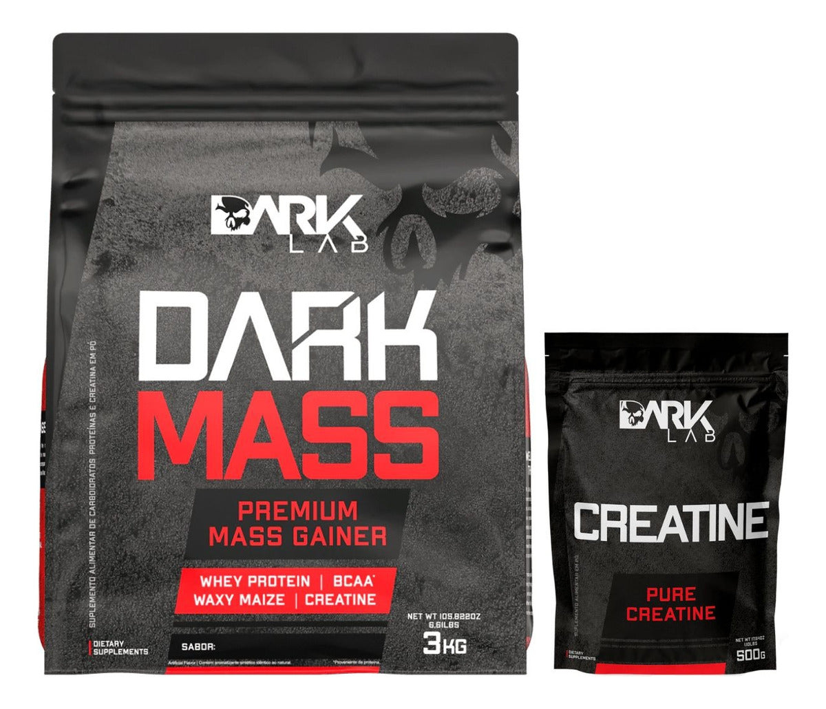 Hipercalórico Dark Mass 3kg + Creatina Pura 500g